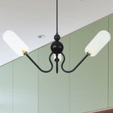 Vintage Oval Chandelier Lighting - Amber/Clear Glass 3 Heads Ceiling Lamp with Adjustable Cord in Black/Chrome - This captivating ceiling light will give your living room, entryway, or dining area an industrial-inspired, vintage makeover. Featuring an oval frame ...